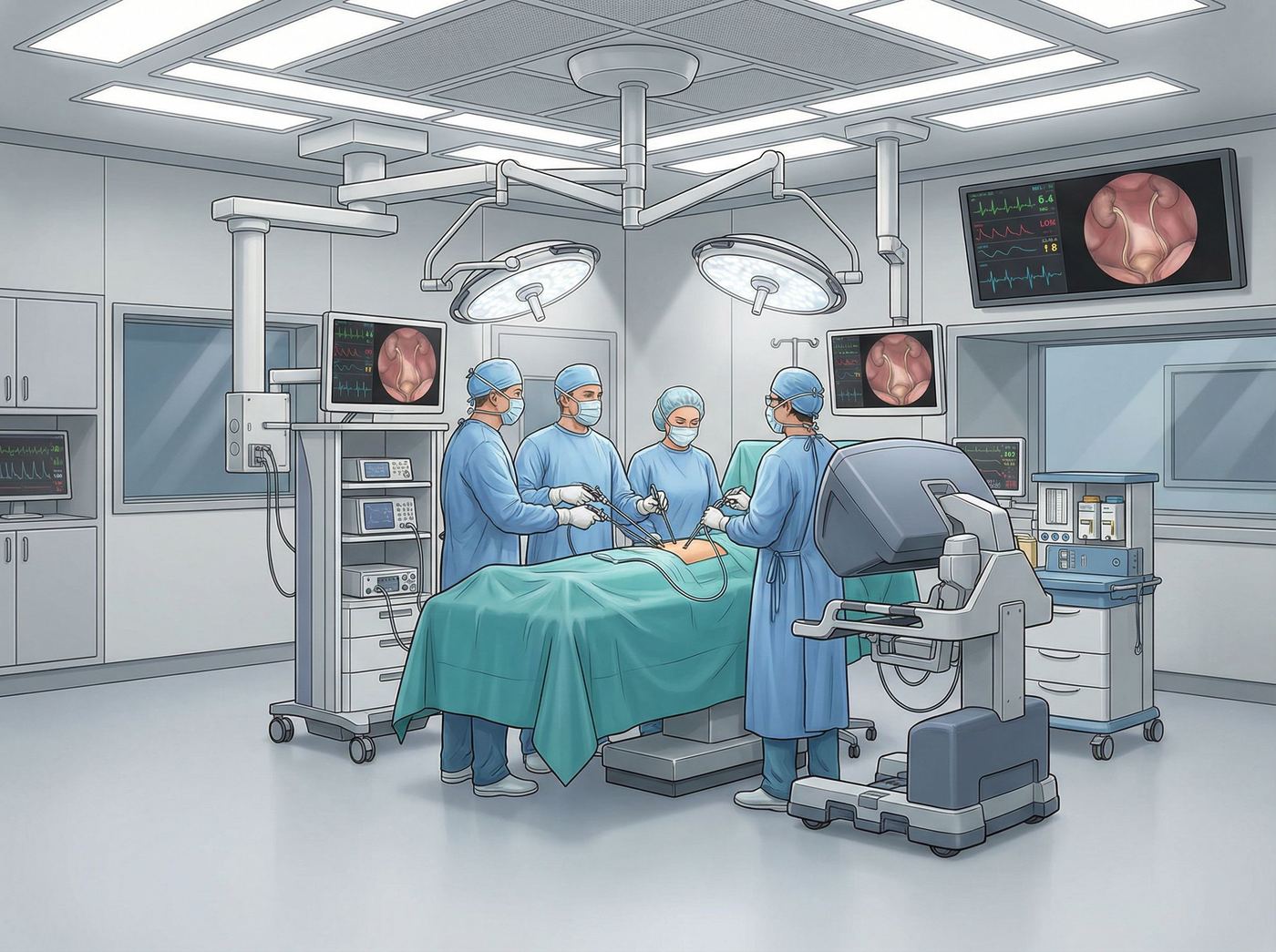 Operating room prepared for surgery, representative image